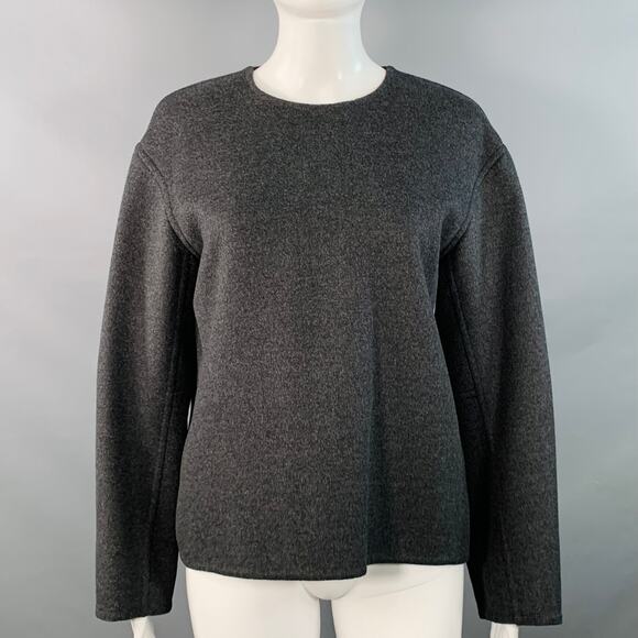 CELINE Vintage Size 6 Grey Charcoal Virgin Wool Cashmere Crew Neck Pullover - Picture 1 of 6